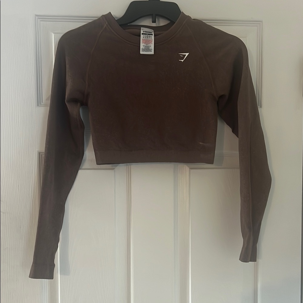 Brown Long Sleeve Crop Top